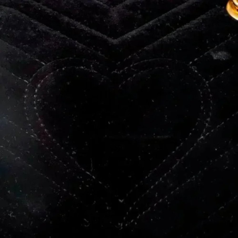 *SOLD* Gucci Mini Black Velvet GG Marmont Shoulder Bag - Picture 8 of 12